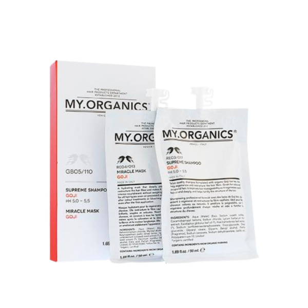 MY.ORGANICS SUPREME šampūnas 50ml + MIRACLE MASK kaukė 50ml