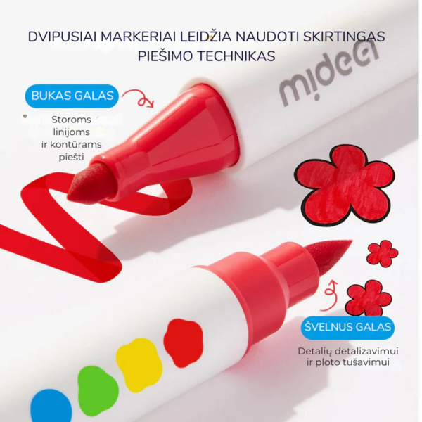 Dvipusiai nuplaunami markeriai / flomasteriai - Image 6
