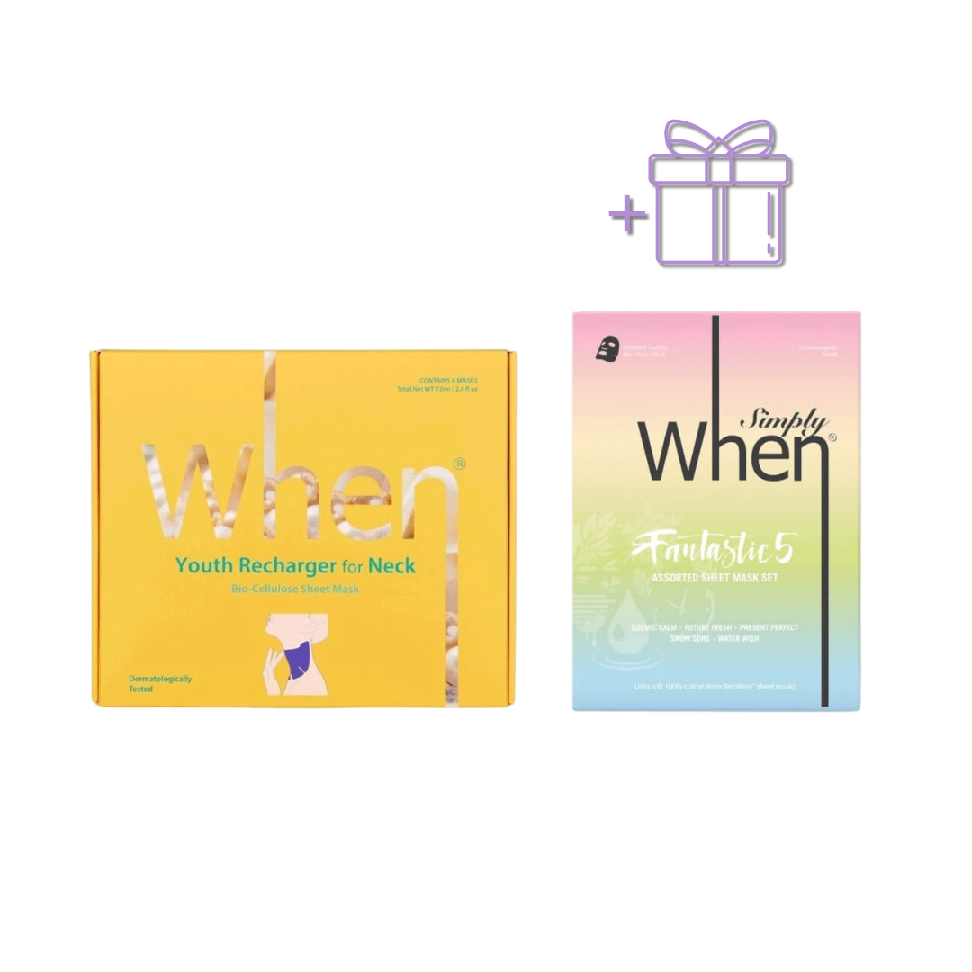 YOUTH RECHARGER bioceliuliozinės lakštinės kaklo kaukės su perlų ekstraktu, 4vnt + TOP 5 veido kaukės DOVANŲ