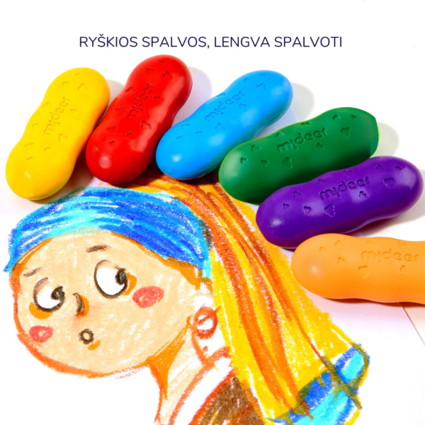 Bičių vaško kreidelės "Pupelės" - 12 spalvų: kūrybiškas piešimas be dėmių! - Image 3