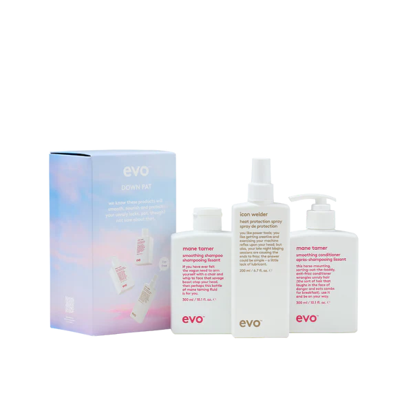 DOWN PAT: MANE TAMER šampūnas + kondicionierius + ICON WELDER apsauga nuo karščio