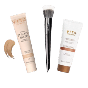 01 | COVER teptukas šlapiems/kreminiams produktams + BEAUTY BLUR momentinio poveikio veido pudra, 30ml + FABULOUS laipsniško įdegio losjonas, 50ml