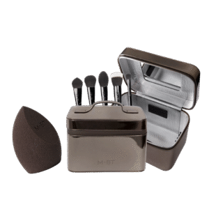 Grožio lagaminėlis su pilnu teptukų rinkiniu + Makiažo kempinėlė