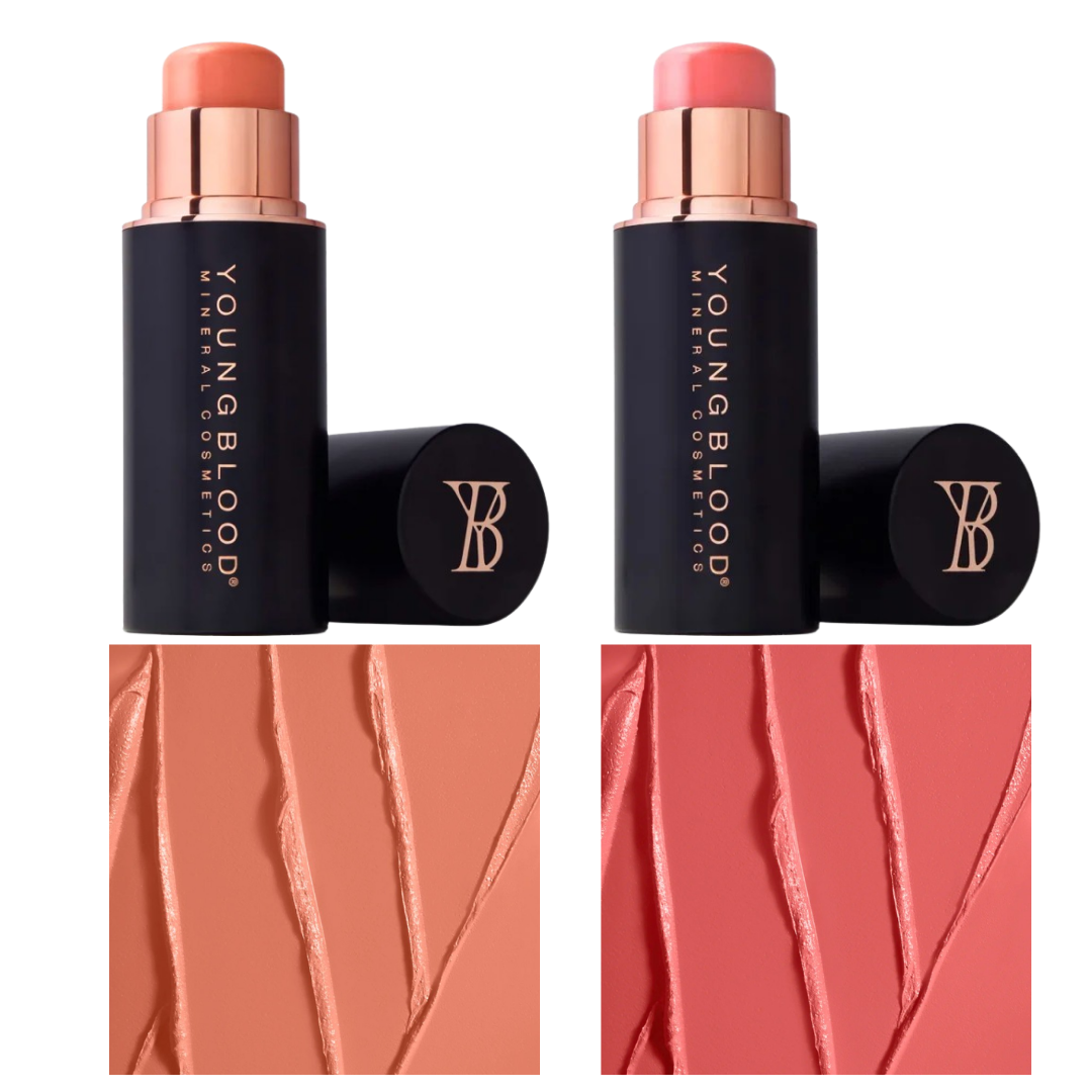 Trys viename kreminiai skaistalai, lūpų dažai ir akių šešėliai VIVID Luxe Creme BLUSH